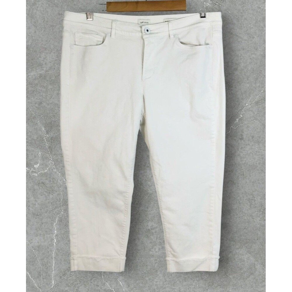 J.Jill Denim White Cropped Jeans Women's 14P Authentic Fit Raw Hem Cuff